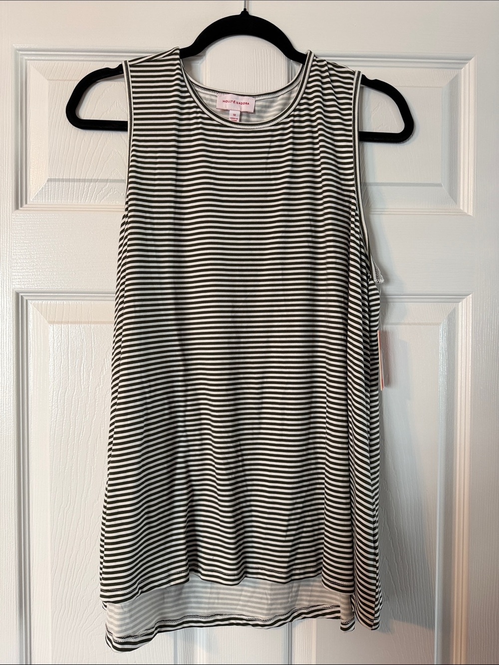 Molly & Isadora Black & White Striped Tank with Crew Neck
